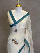TISSUE LINEN EMBROIDERY SAREE