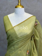 TISSUE LINEN EMBROIDERY SAREE