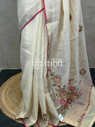 TISSUE LINEN EMBROIDERY SAREE