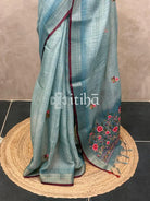 TISSUE LINEN EMBROIDERY SAREE
