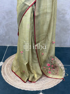 TISSUE LINEN EMBROIDERY SAREE