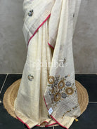 TISSUE LINEN EMBROIDERY SAREE