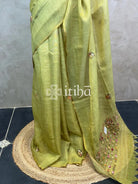 TISSUE LINEN EMBROIDERY SAREE