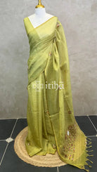TISSUE LINEN EMBROIDERY SAREE