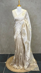 TISSUE ORGANZA APPLIQUE EMBROIDERY SAREE