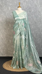 TISSUE ORGANZA APPLIQUE EMBROIDERY SAREE