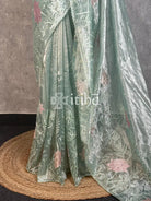 TISSUE ORGANZA APPLIQUE EMBROIDERY SAREE
