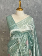 TISSUE ORGANZA APPLIQUE EMBROIDERY SAREE