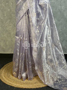 TISSUE ORGANZA APPLIQUE EMBROIDERY SAREE - PASTEL LAVENDER