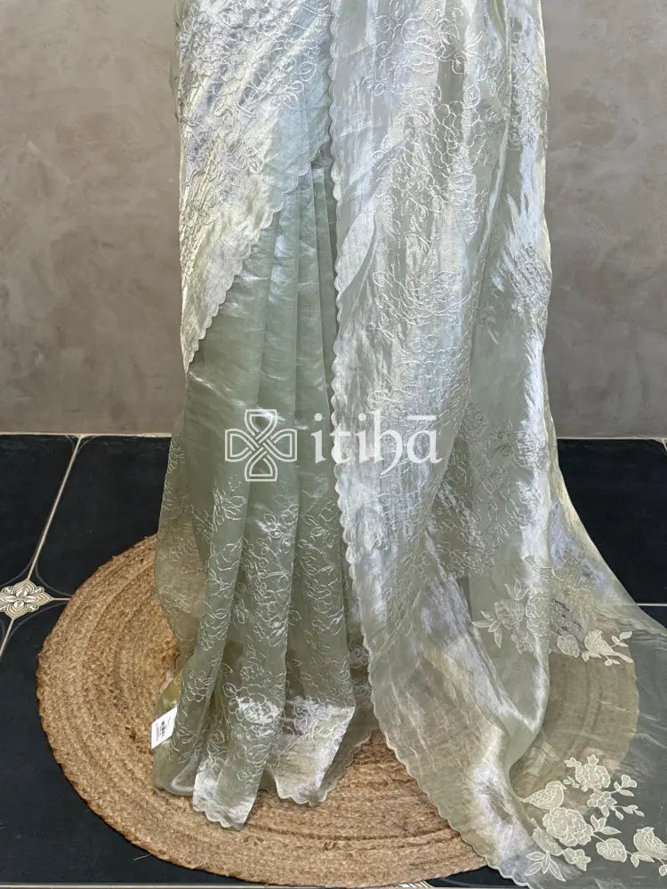 TISSUE ORGANZA EMBROIDERY SAREE