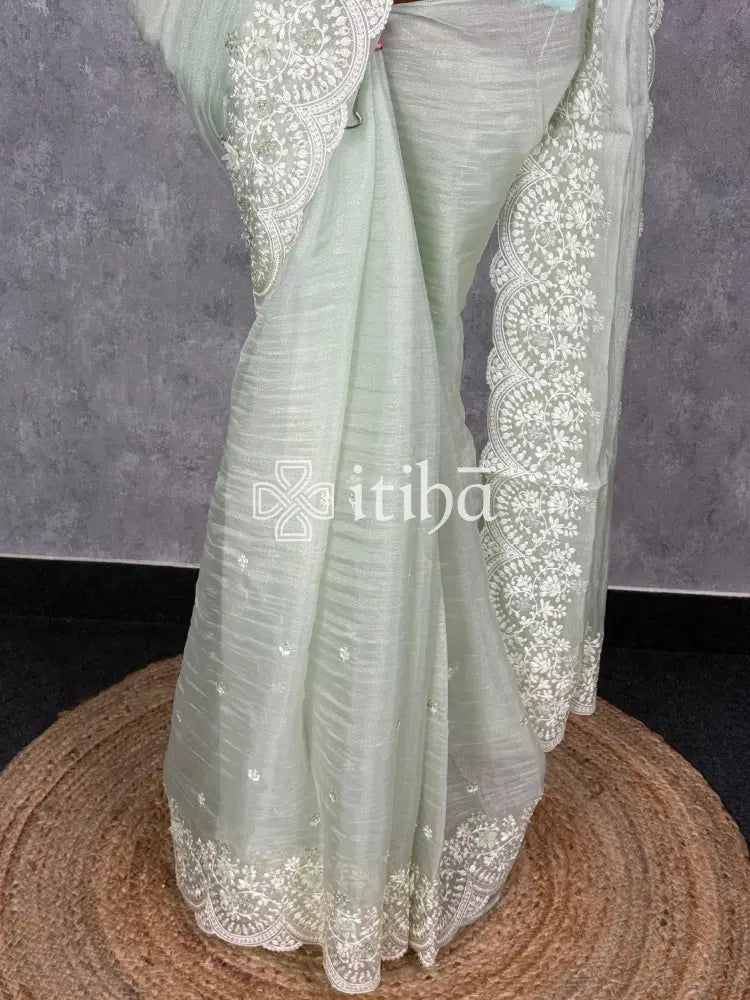 TISSUE ORGANZA EMBROIDERY SAREE