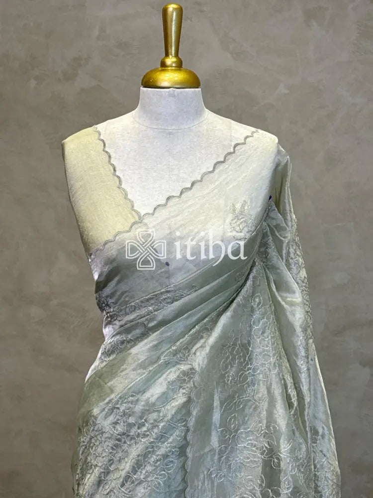 TISSUE ORGANZA EMBROIDERY SAREE