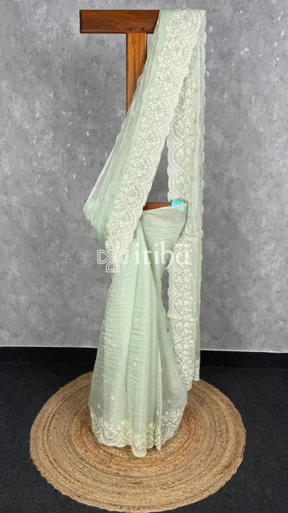 TISSUE ORGANZA EMBROIDERY SAREE