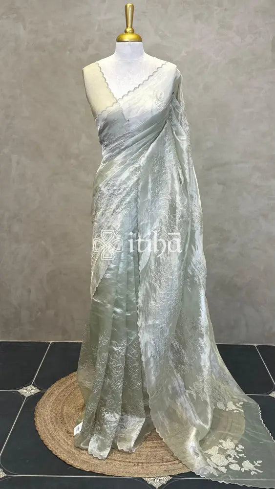 TISSUE ORGANZA EMBROIDERY SAREE