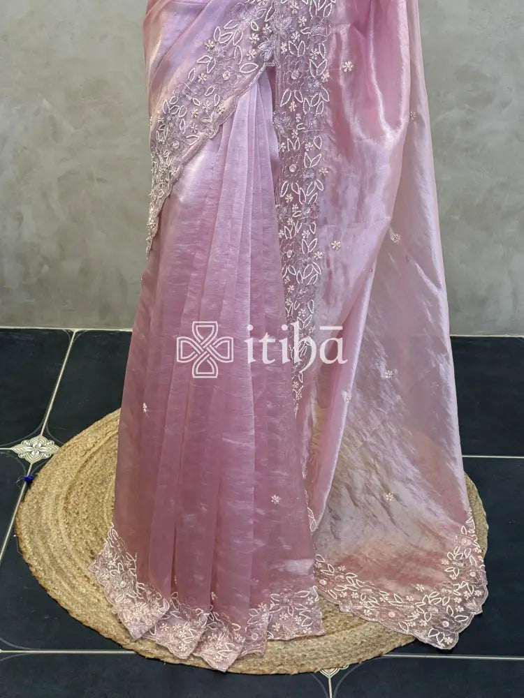 TISSUE ORGANZA HANDWORK SAREE