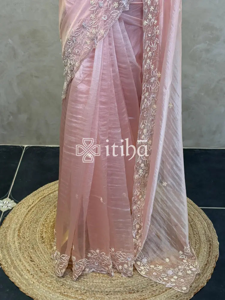 TISSUE ORGANZA HANDWORK SAREE