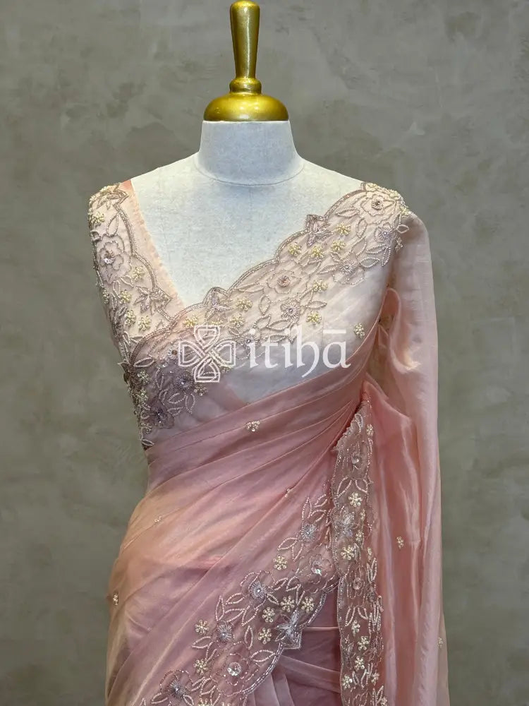 TISSUE ORGANZA HANDWORK SAREE
