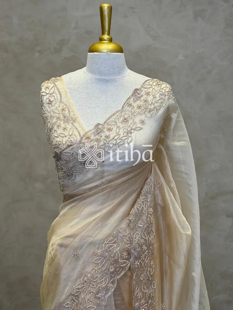 TISSUE ORGANZA HANDWORK SAREE