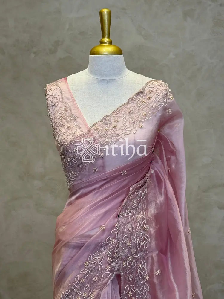 TISSUE ORGANZA HANDWORK SAREE