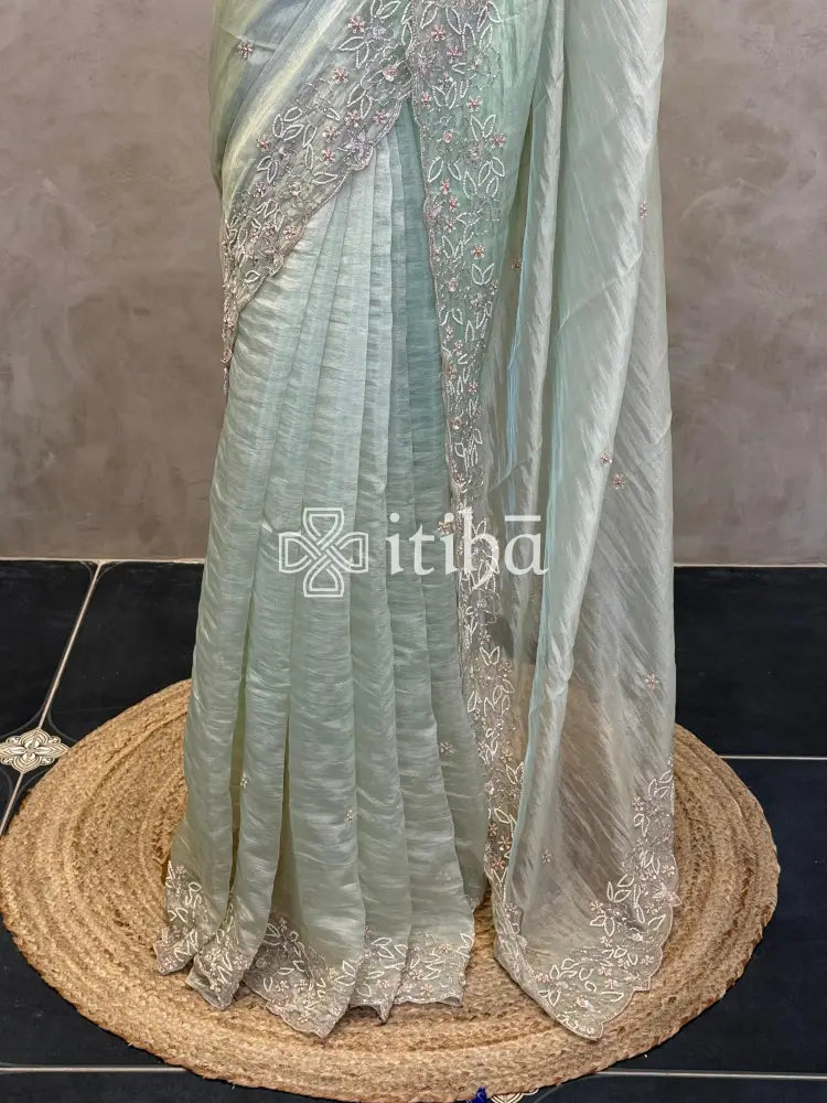 TISSUE ORGANZA HANDWORK SAREE