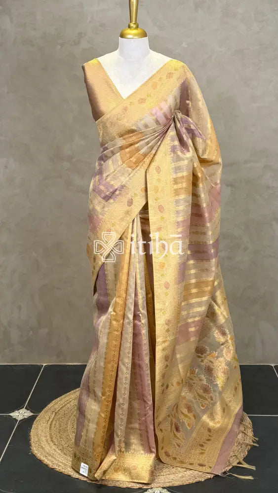 TISSUE SILK BANARASI SAREE - DUSTY LILAC