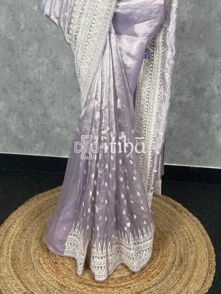 TISSUE SILK ORGANZA EMBROIDERY SAREE