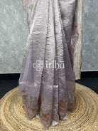 TISSUE SILK ORGANZA HAND PAINTED SAREE