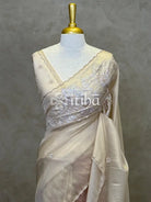 TURKISH APPLIQUE EMBROIDERY SAREE - Beige