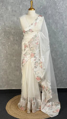 TURKISH ORGANZA APPLIQUE EMBROIDERY SAREE