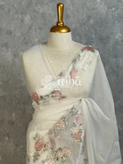 TURKISH ORGANZA APPLIQUE EMBROIDERY SAREE