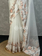 TURKISH ORGANZA APPLIQUE EMBROIDERY SAREE
