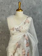 TURKISH ORGANZA APPLIQUE EMBROIDERY SAREE