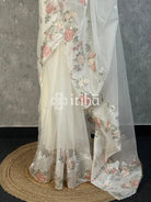 TURKISH ORGANZA APPLIQUE EMBROIDERY SAREE