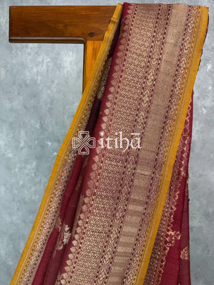 TUSSAR GEORGETTE HAND DYE BANARASI SAREE