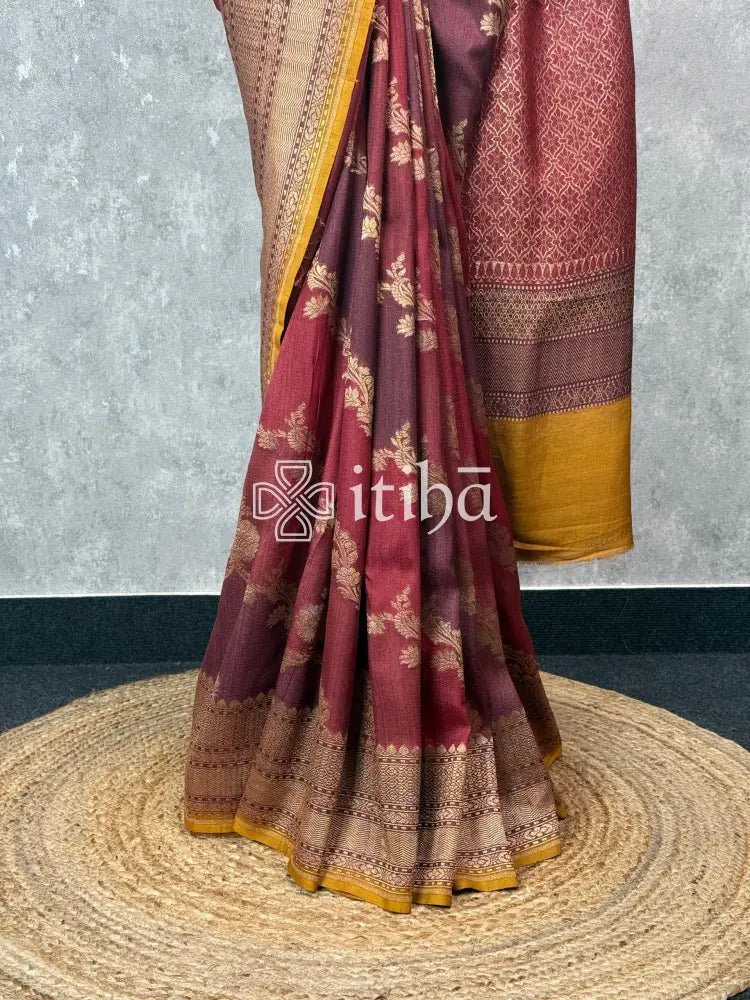 TUSSAR GEORGETTE HAND DYE BANARASI SAREE