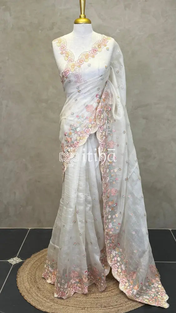 TUSSAR KOTA SILK EMBROIDERY SAREE