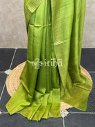 TUSSAR ORGANZA SAREE - LIGHT GREEN