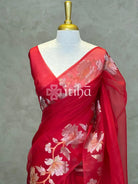 TUSSAR ORGANZA SAREE - Red