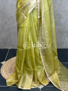 TUSSAR ORGANZA SAREE - LIGHT GREEN