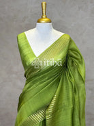 TUSSAR ORGANZA SAREE - LIGHT GREEN