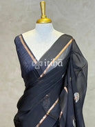 TUSSAR ORGANZA SAREE - Black