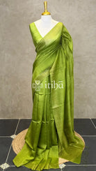 TUSSAR ORGANZA SAREE - LIGHT GREEN