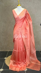 TUSSAR ORGANZA SAREE - PEACH