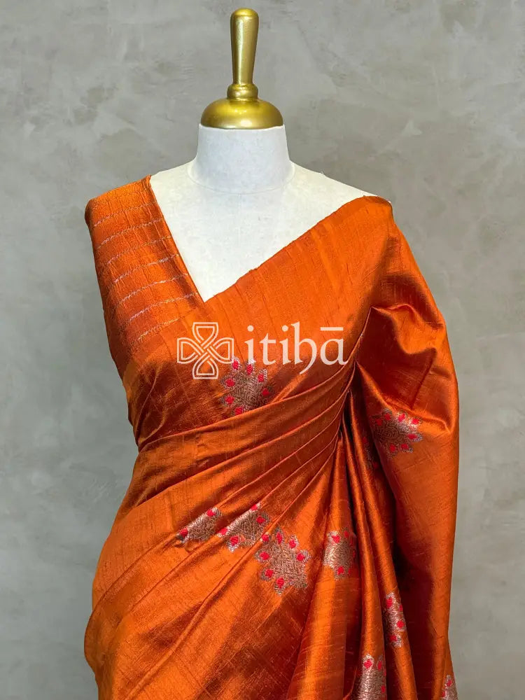 TUSSAR RAW SILK MEENAKARI BANARASI SAREE