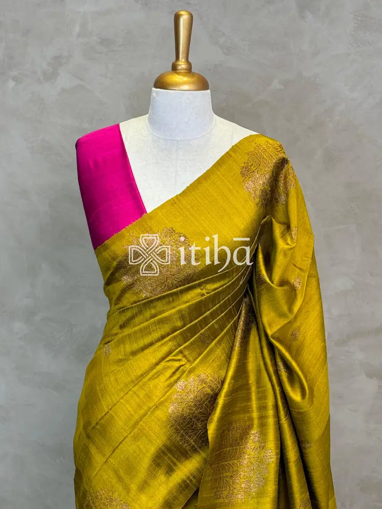 TUSSAR RAW SILK MEENAKARI BANARASI SAREE
