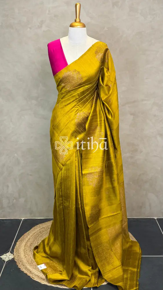 TUSSAR RAW SILK MEENAKARI BANARASI SAREE