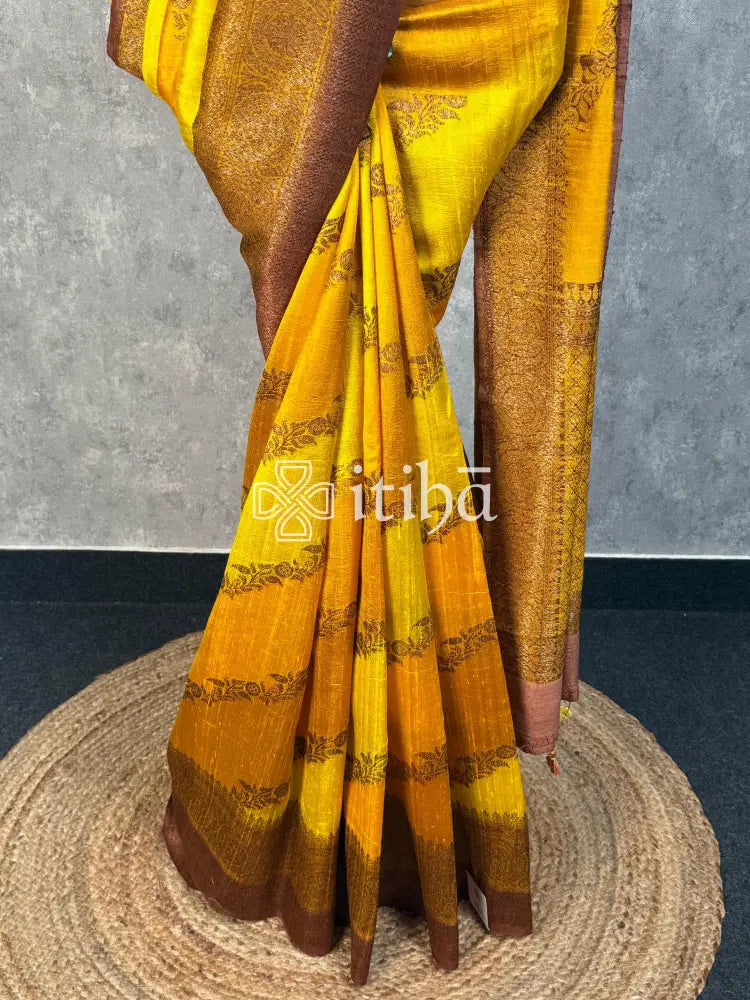 TUSSAR RAW SILK RANGKHAT BANARASI SAREE