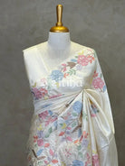 TUSSAR SILK APPLIQUE EMBROIDERY SAREE