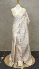 TUSSAR SILK APPLIQUE EMBROIDERY SAREE