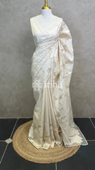 TUSSAR SILK APPLIQUE EMBROIDERY SAREE
